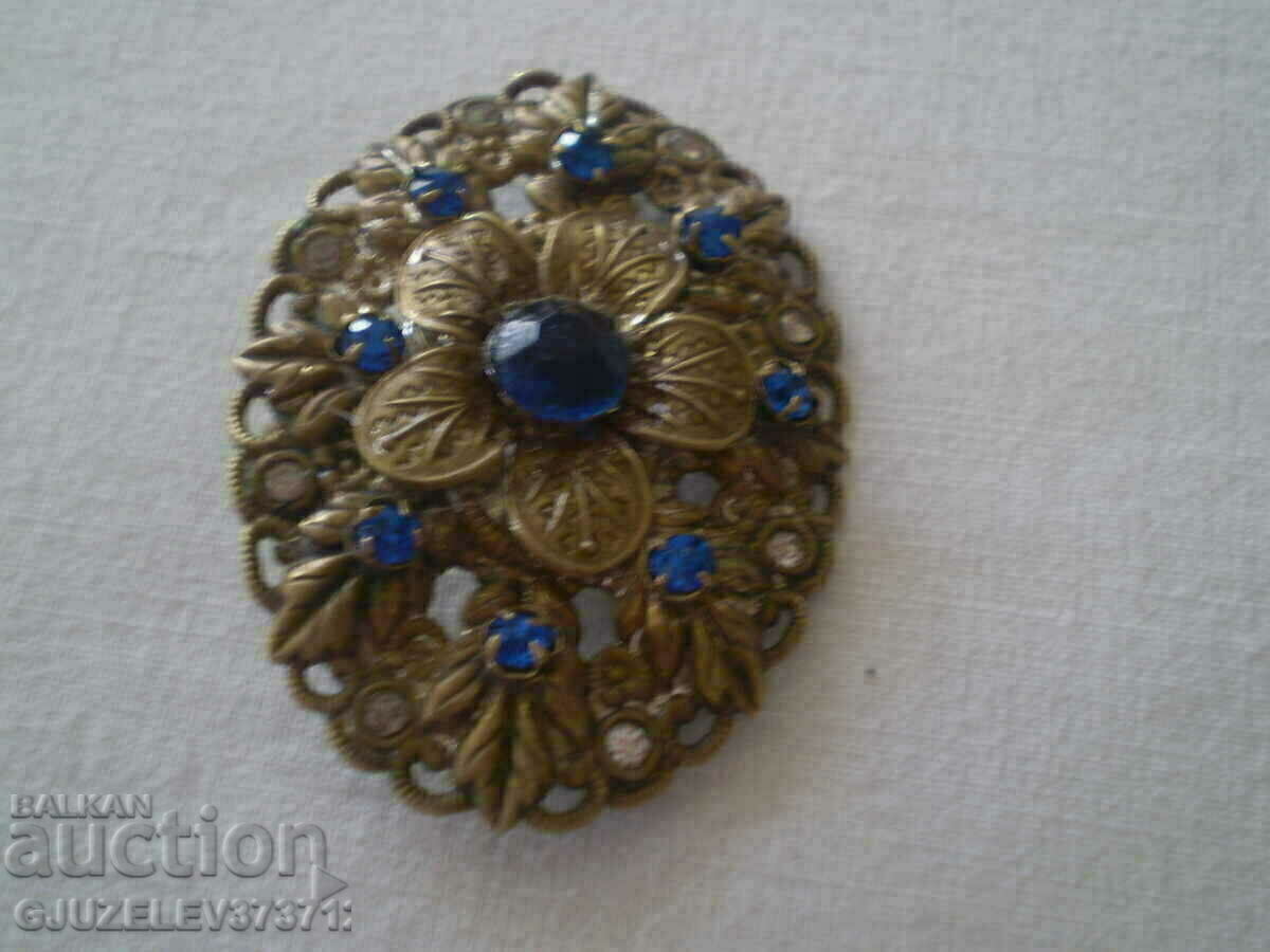Old Ladies' Brooch with blue zircons - 6 Old Ladies' Brooch with blue zircons - 6