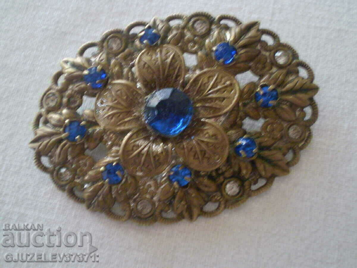 Old Ladies' Brooch with blue zircons - 7 Old Ladies' Brooch with blue zircons - 7