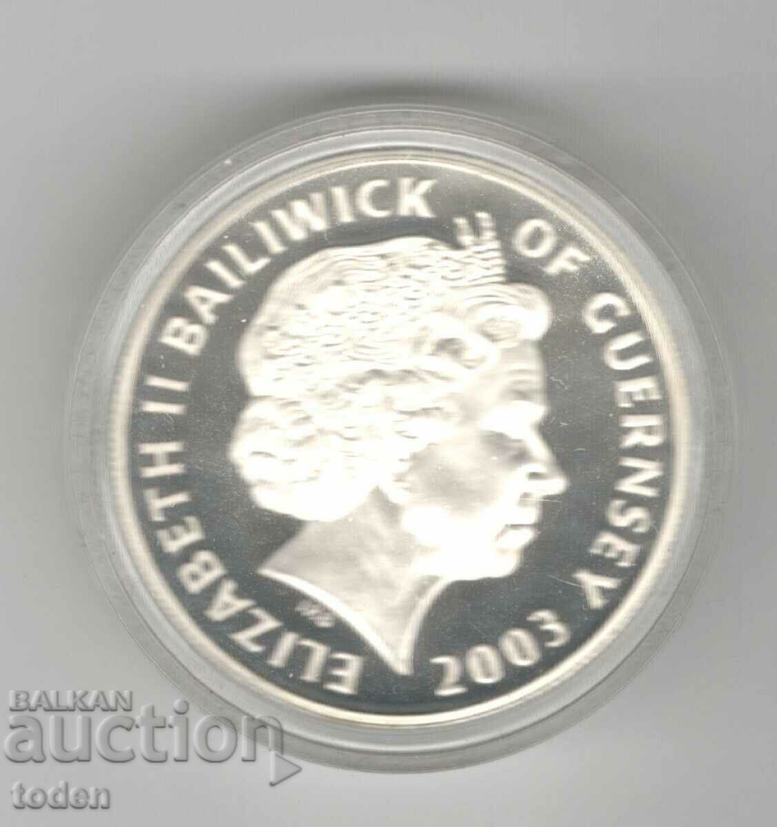 Delivery of Guernsey-5 Pounds-2003-KM# 160a-Admiral Nelson-Silver Proof Delivery of Guernsey-5 Pounds-2003-KM# 160a-Admiral Nelson-Silver Proof