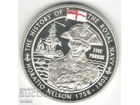Guernsey-5 Pounds-2003-KM# 160a-Admiral Nelson-Silver Proof