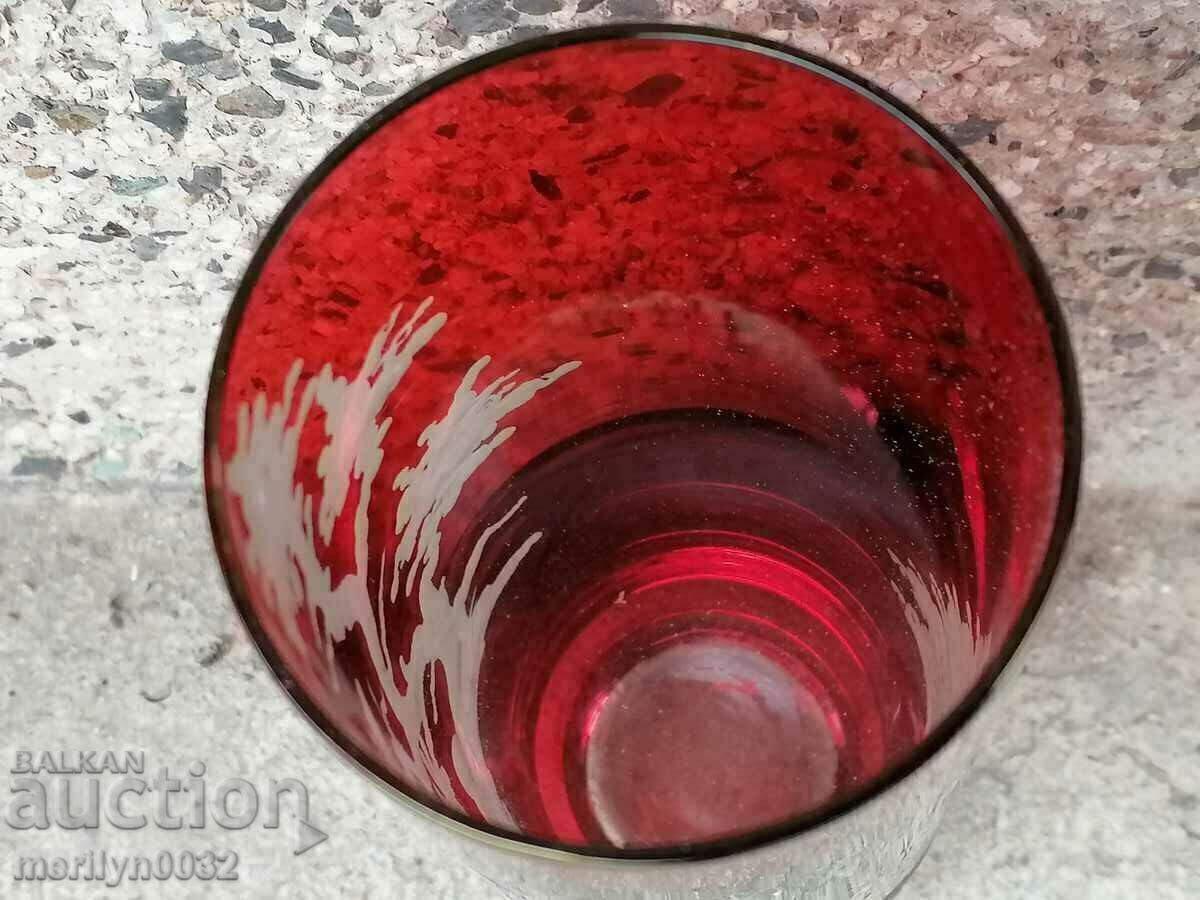 Auction German crystal vase 22/7 cm hand-engraved ruby glass Auction German crystal vase 22/7 cm hand-engraved ruby glass