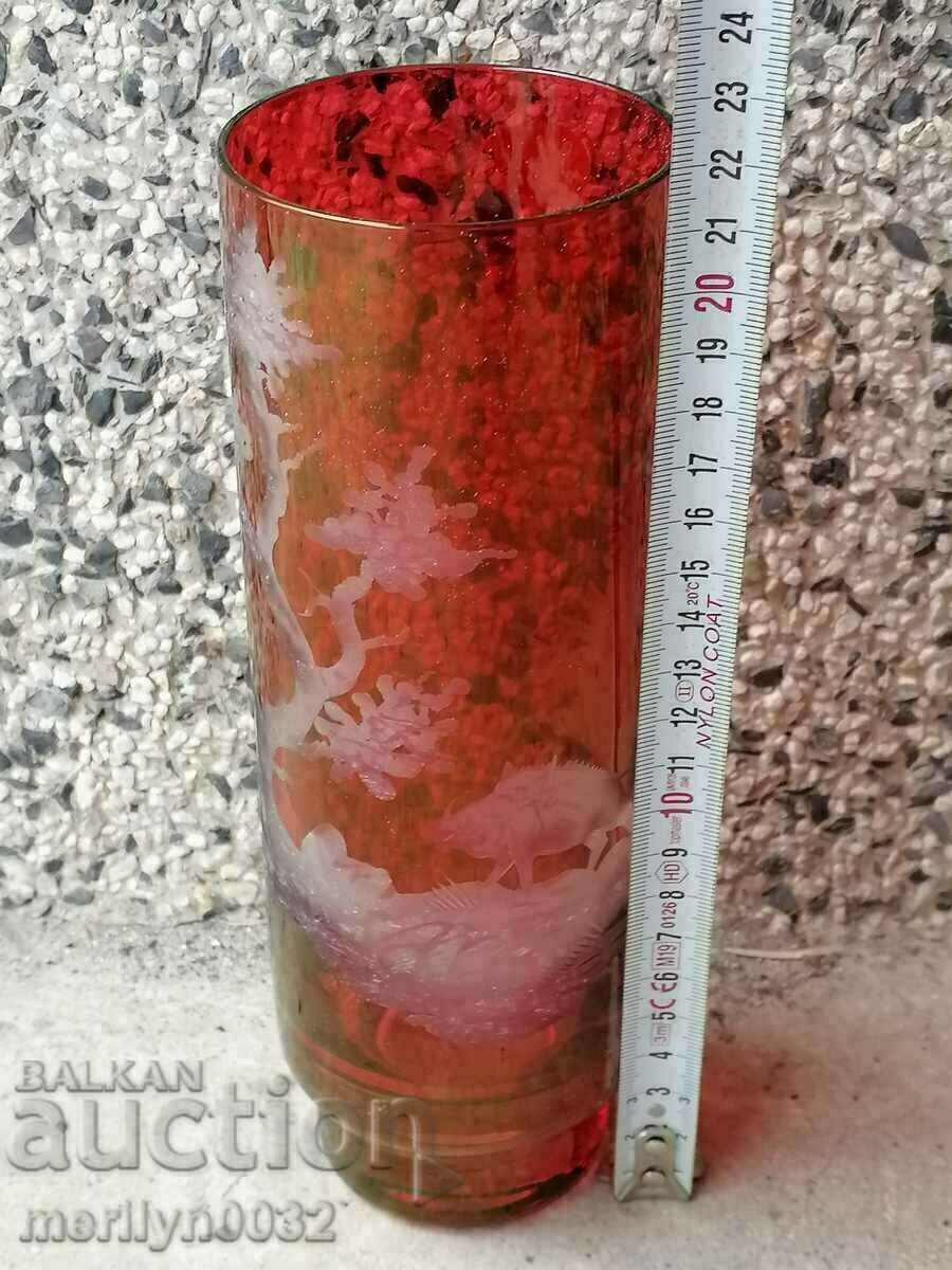 German crystal vase 22/7 cm hand-engraved ruby glass - 5 German crystal vase 22/7 cm hand-engraved ruby glass - 5