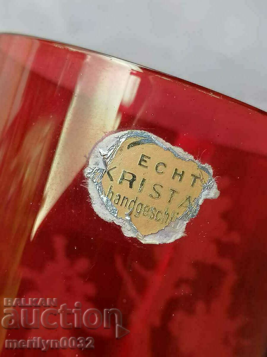 German crystal vase 22/7 cm hand-engraved ruby glass - 7 German crystal vase 22/7 cm hand-engraved ruby glass - 7