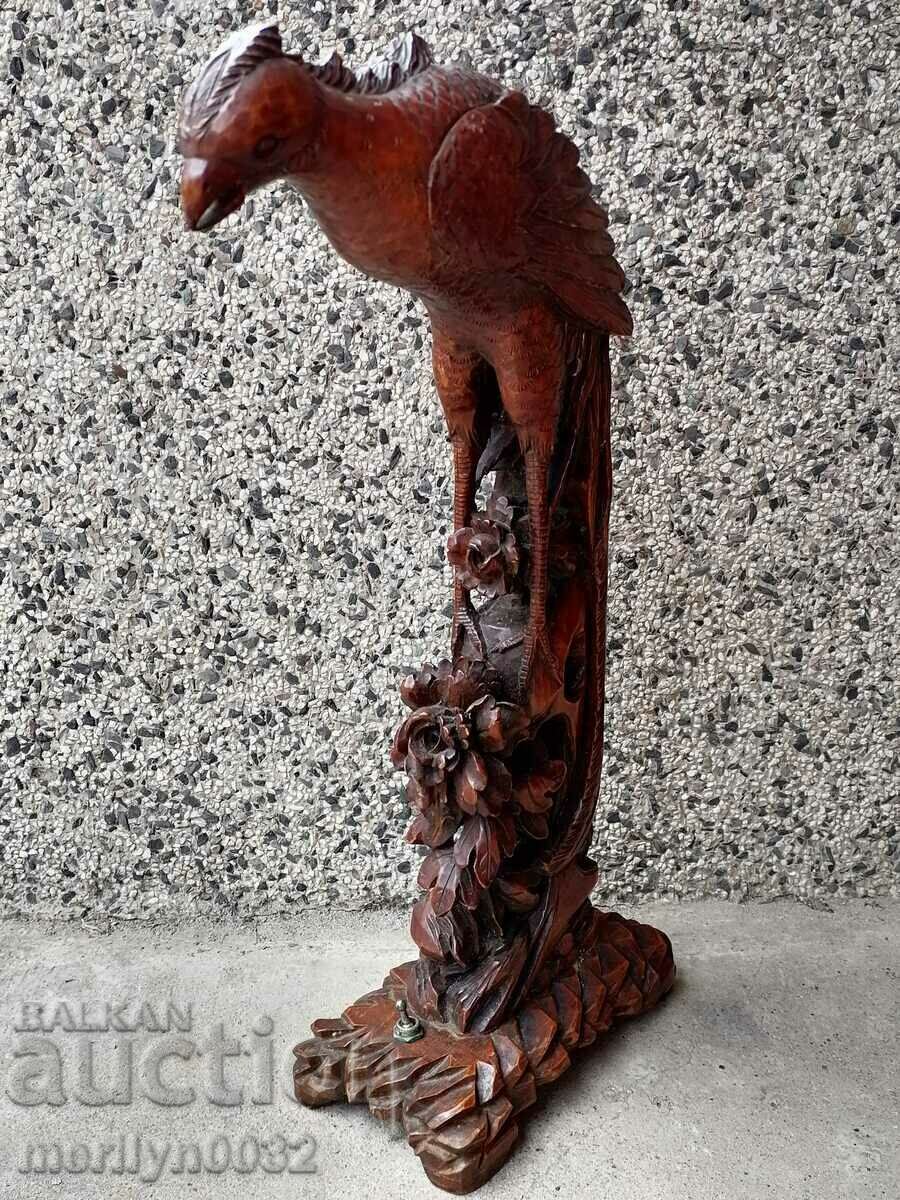 Wooden figure eagle old lamp without lampshade statuette - 7 Wooden figure eagle old lamp without lampshade statuette - 7
