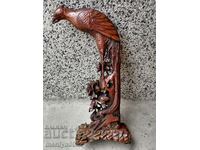 Wooden figure eagle old lamp without lampshade statuette