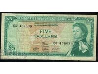 East Caribbean Currency 5 Dollars 1965 Pick 14 Ref 8039
