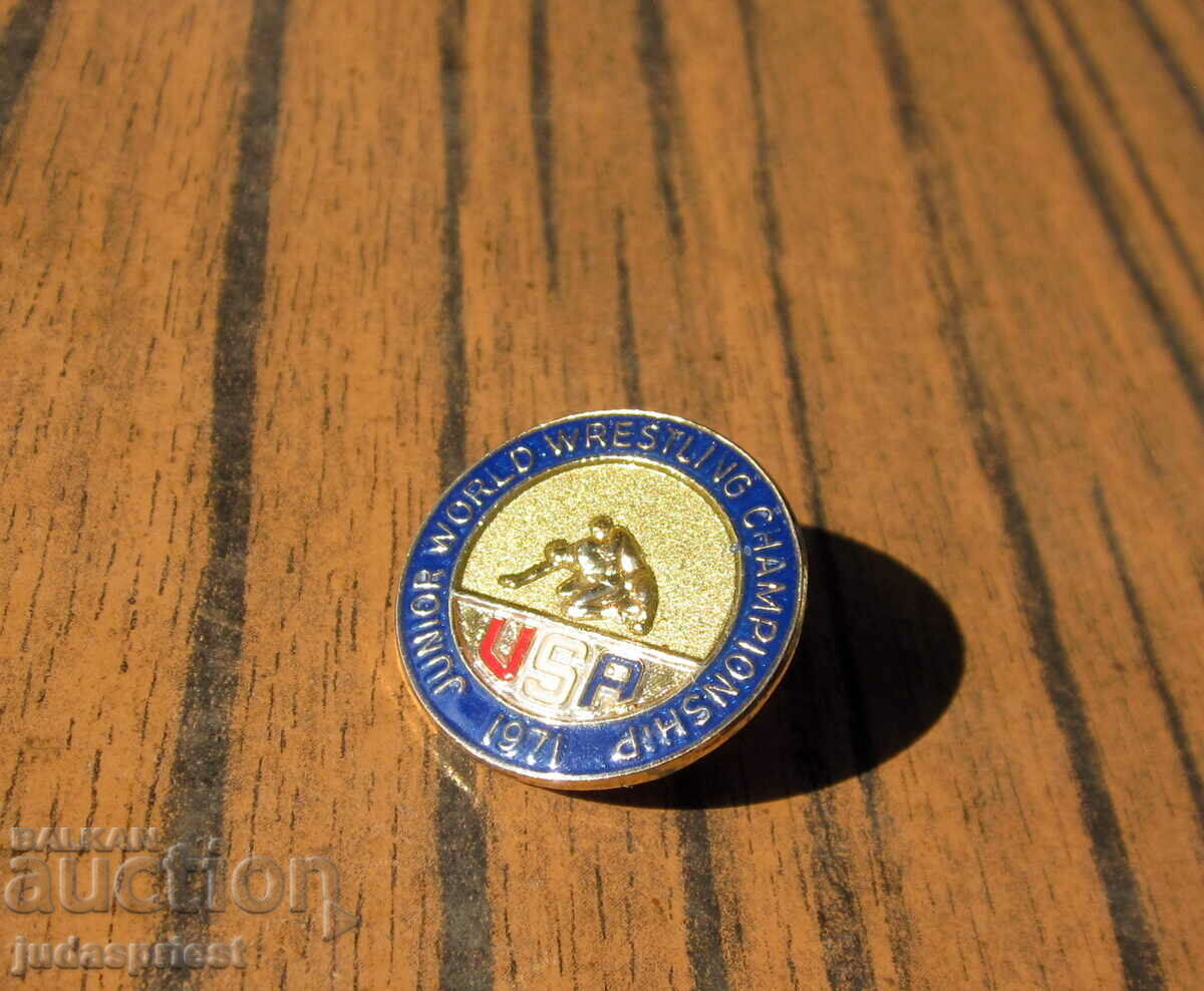 Auction sports badge sign world wrestling championship 1971 Auction sports badge sign world wrestling championship 1971