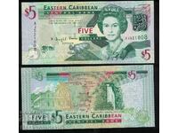 Eastern Caribbean 5 Dollars 2008 P 47 Ref 1808 Unc