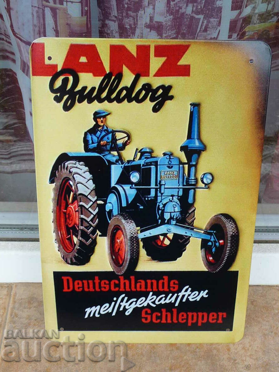 Метална табела трактор LANZ Bulldog Ланц Булдог тракторист