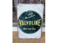 Μεταλλική ταμπέλα αυτοκινήτου Valvoline διαφημιστική αλλαγή λαδιού κινητήρα