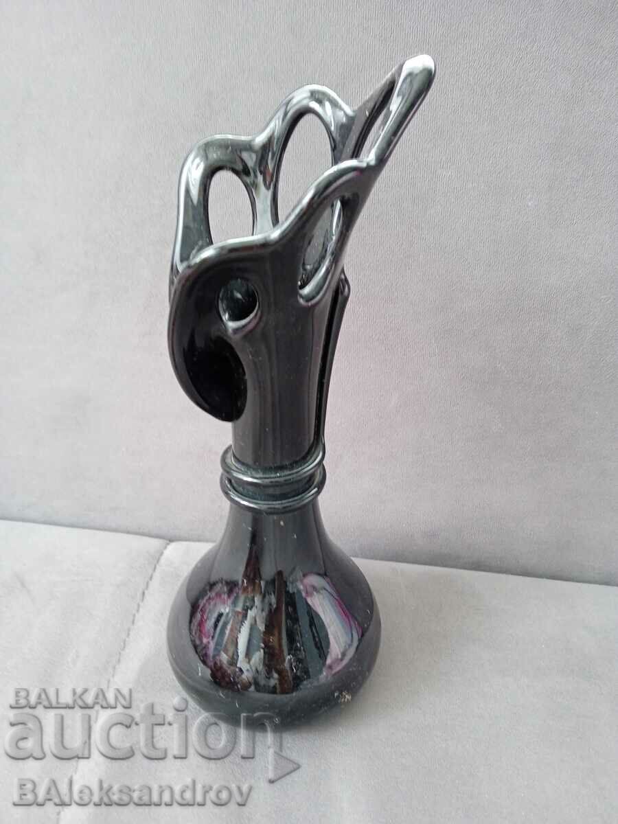 Auction  Black glass vase
