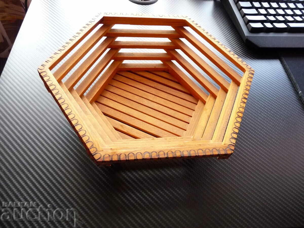 Wooden paneer bowl for fruits candy sweets and more with price 6.00 BGN | € 3.07