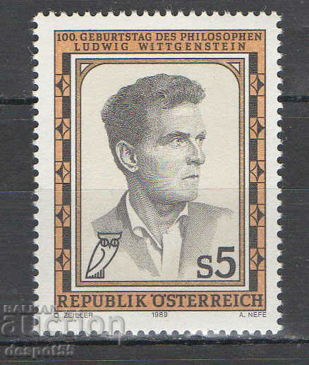 1989. Austria. 100 de ani de la nașterea lui Ludwig Wittgenstein.