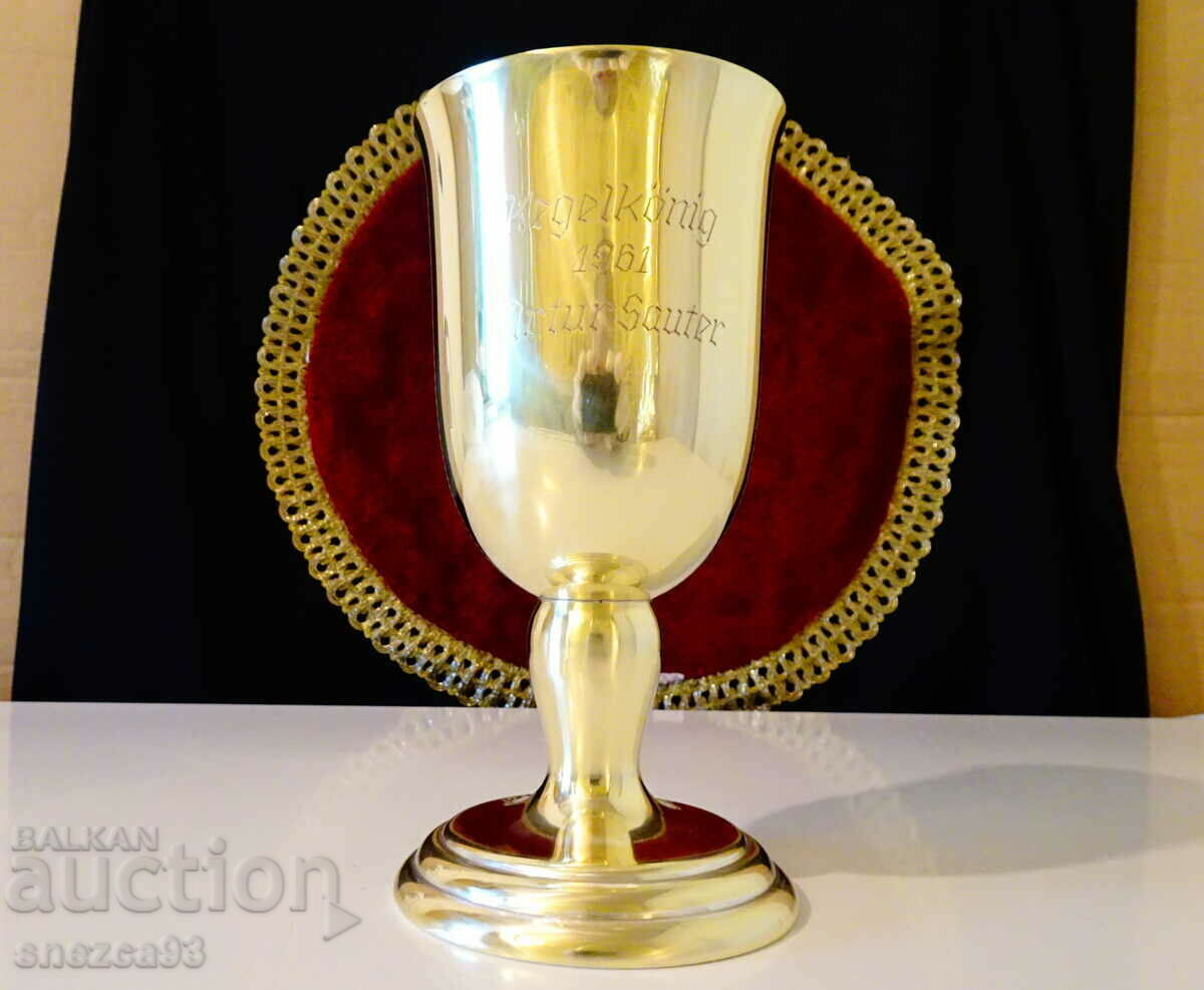 King of Pins brass goblet, 1961 bowling.