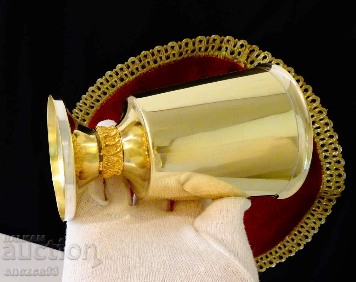 Bronze goblet, wine glass, laurel wreath, gilding - 5 Bronze goblet, wine glass, laurel wreath, gilding - 5