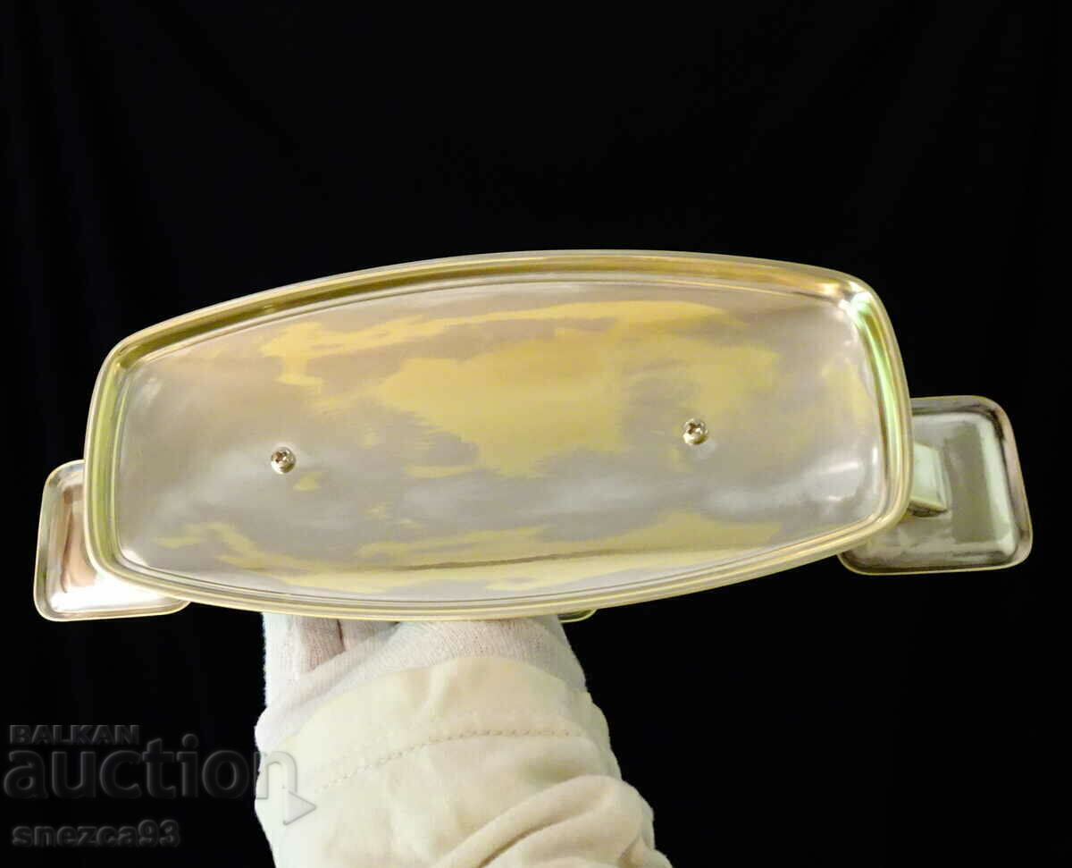 Silver-plated candlestick for three candles, triple candlestick. - 5