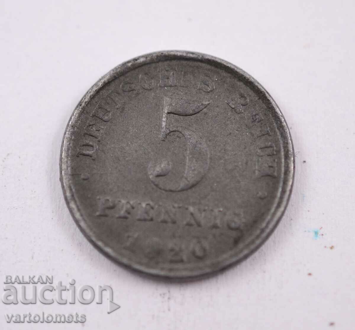 5 pfennig 1920 - Γερμανία