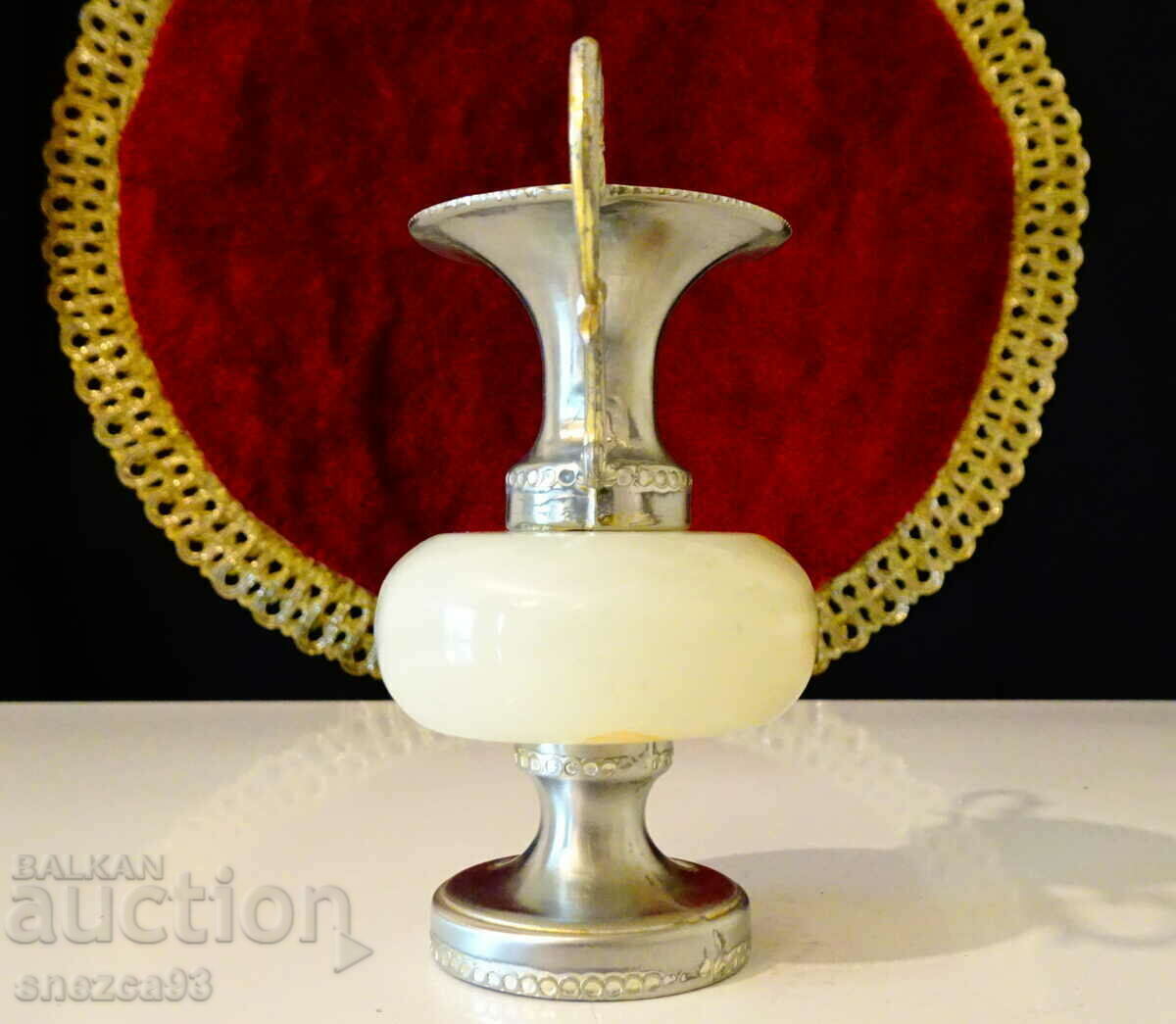 Delivery of Silver-plated amphora, vase, candlestick, white onyx. Delivery of Silver-plated amphora, vase, candlestick, white onyx.