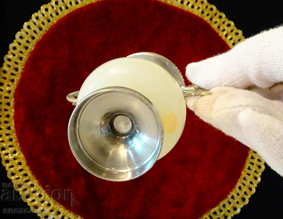 Silver-plated amphora, vase, candlestick, white onyx. - 5 Silver-plated amphora, vase, candlestick, white onyx. - 5