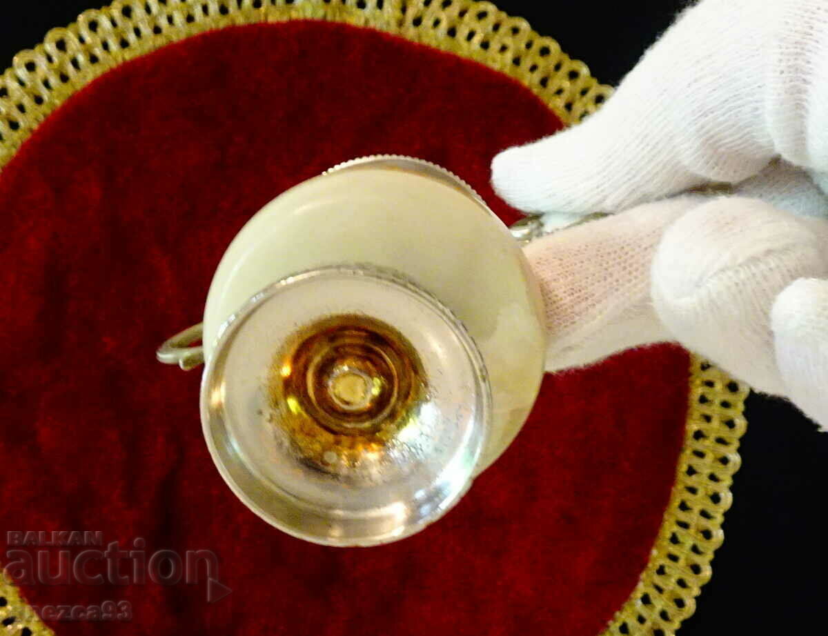 Silver-plated amphora, vase, candlestick, jade onyx. - 6 Silver-plated amphora, vase, candlestick, jade onyx. - 6