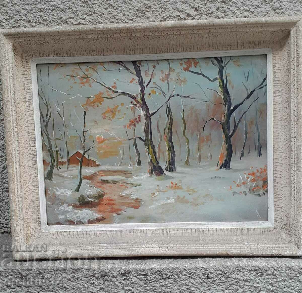 ζωγραφική, λάδι σε χαρτόνι