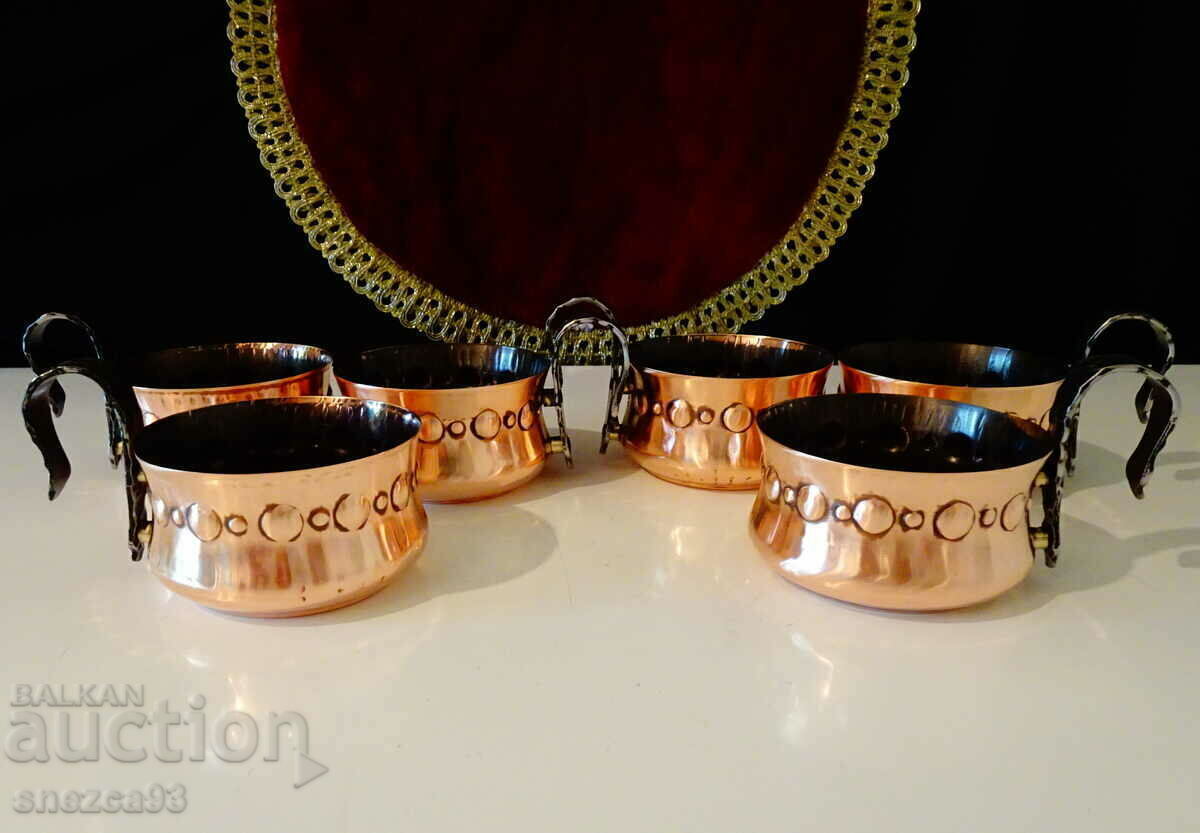 Auction Copper cups 150 ml, forged domestic relief Auction Copper cups 150 ml, forged domestic relief