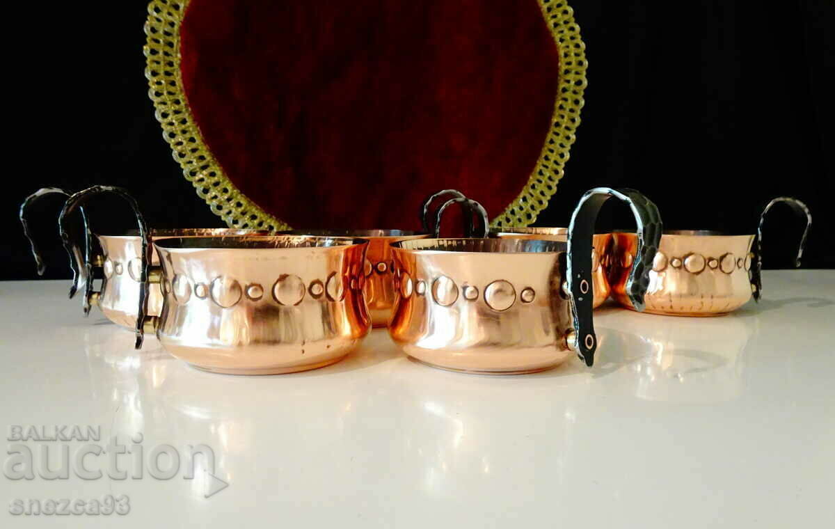 Copper cups 150 ml, forged domestic relief - 7 Copper cups 150 ml, forged domestic relief - 7