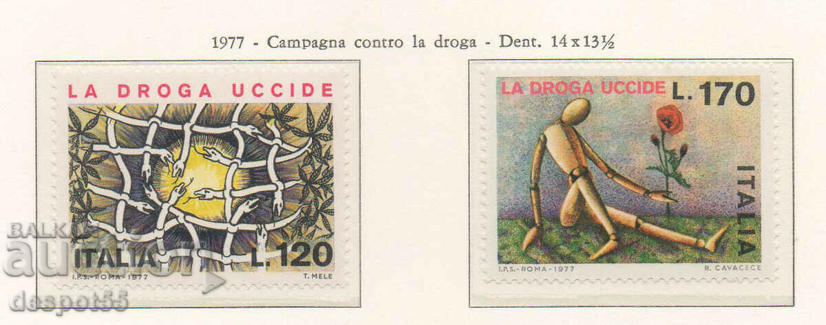 1977. Italia. Luptă împotriva abuzului de droguri.