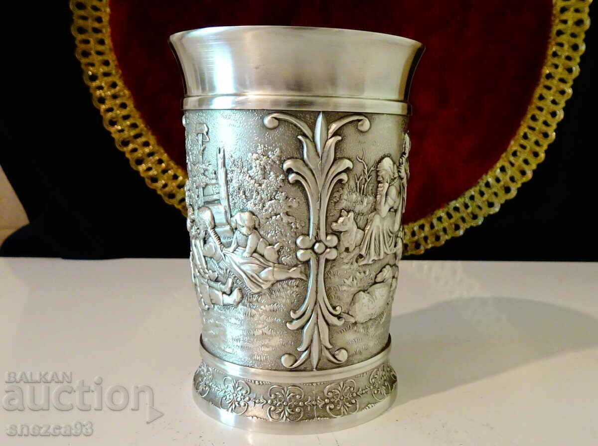 Livrarea Ceașcă de cositor 300 ml, halbă, picturi rurale unice Livrarea Ceașcă de cositor 300 ml, halbă, picturi rurale unice