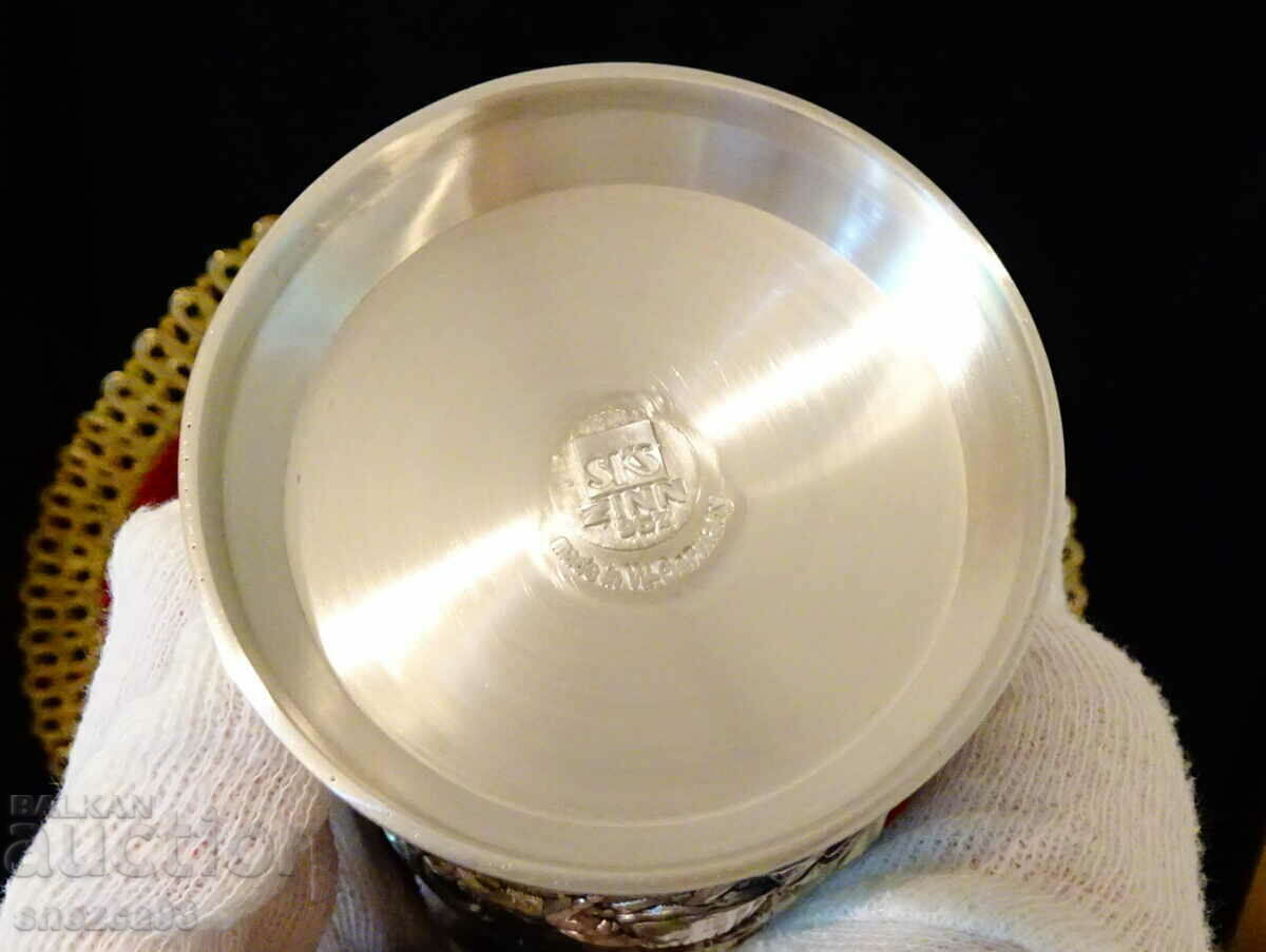 Ceașcă de cositor 300 ml, halbă, picturi rurale unice - 7 Ceașcă de cositor 300 ml, halbă, picturi rurale unice - 7