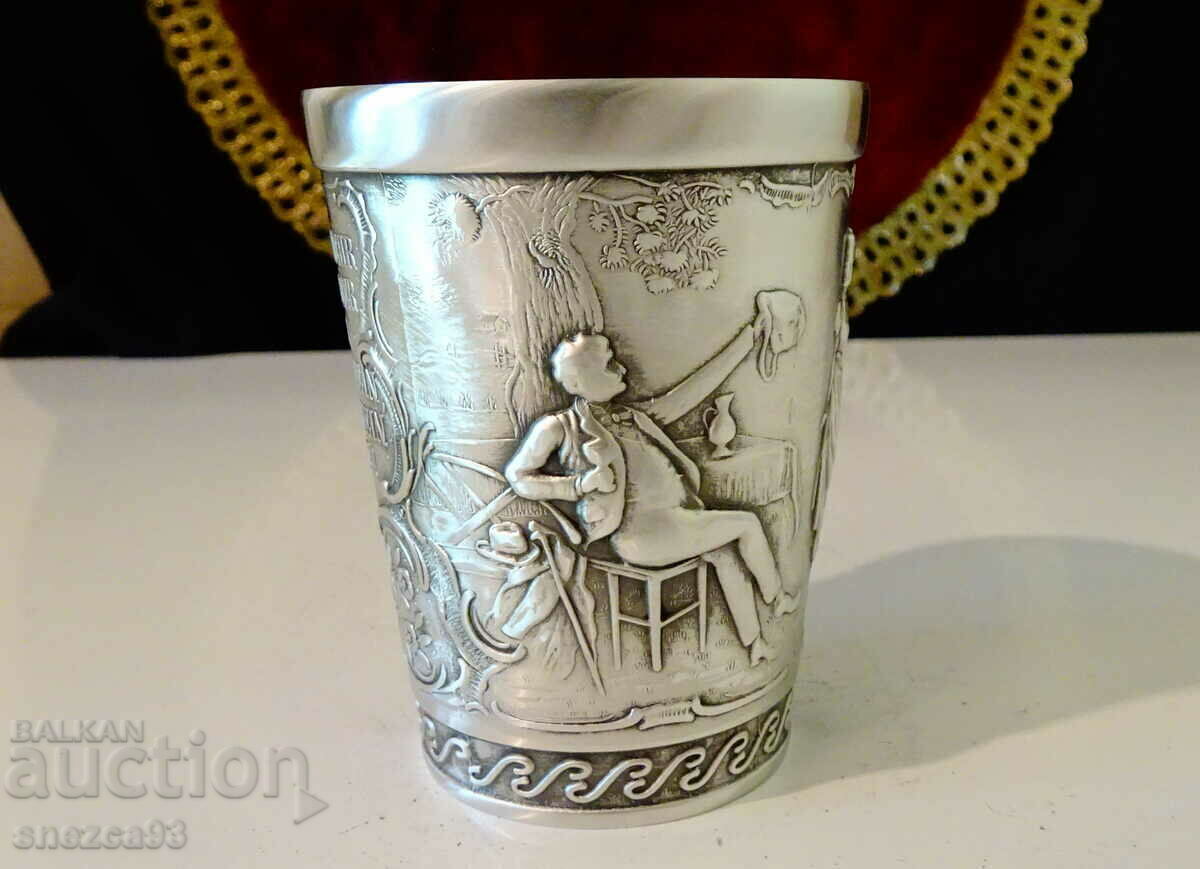 Auction Pewter Wine Cup Lindenwirtin, Love Theme Auction Pewter Wine Cup Lindenwirtin, Love Theme
