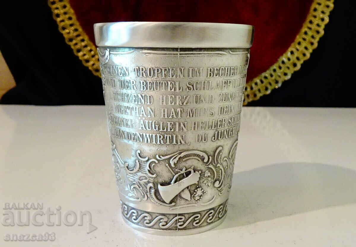 Pewter Wine Cup Lindenwirtin, Love Theme - 5 Pewter Wine Cup Lindenwirtin, Love Theme - 5