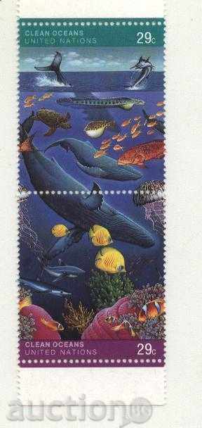 Чисти марки Морска Фауна  1992  ООН  Ню Йорк