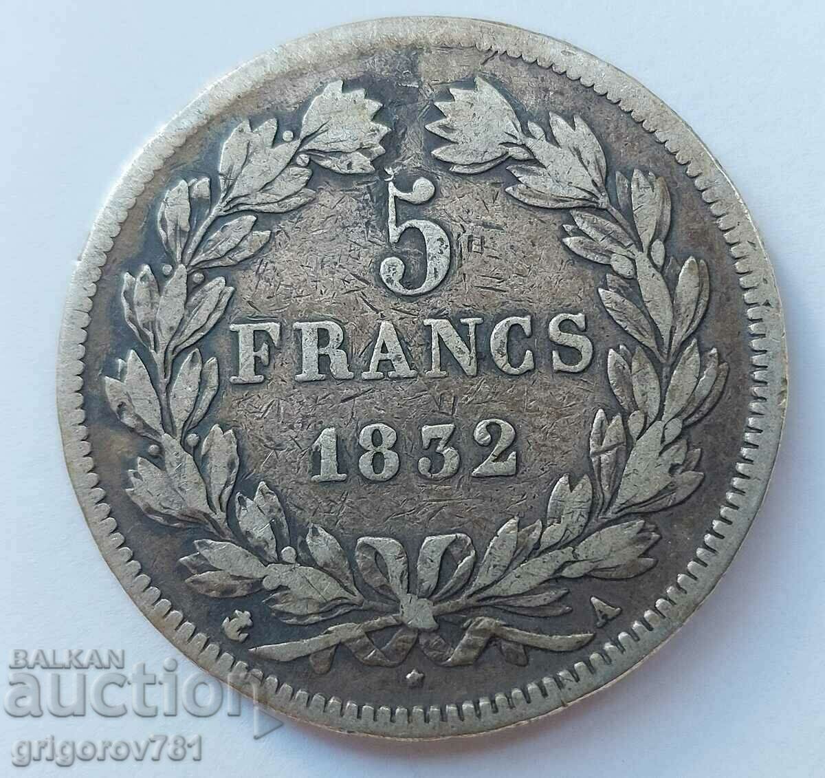 5 Φράγκα Ασήμι Γαλλία 1832 Ένα ασημένιο νόμισμα #56