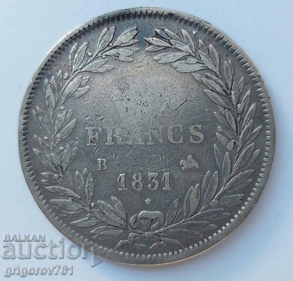 5 франка сребро Франция 1831 B сребърна монета #34