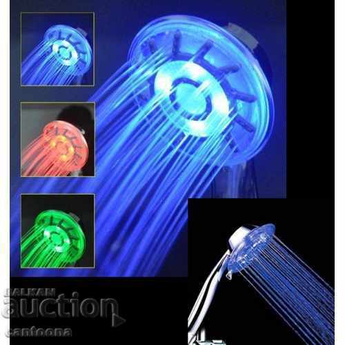 Illuminated LED shower head in three colors