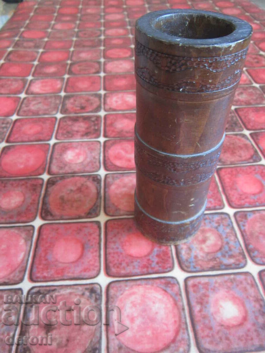 Antique Wooden Sotsa Pencil Case Vase Desk Stand - 6 Antique Wooden Sotsa Pencil Case Vase Desk Stand - 6