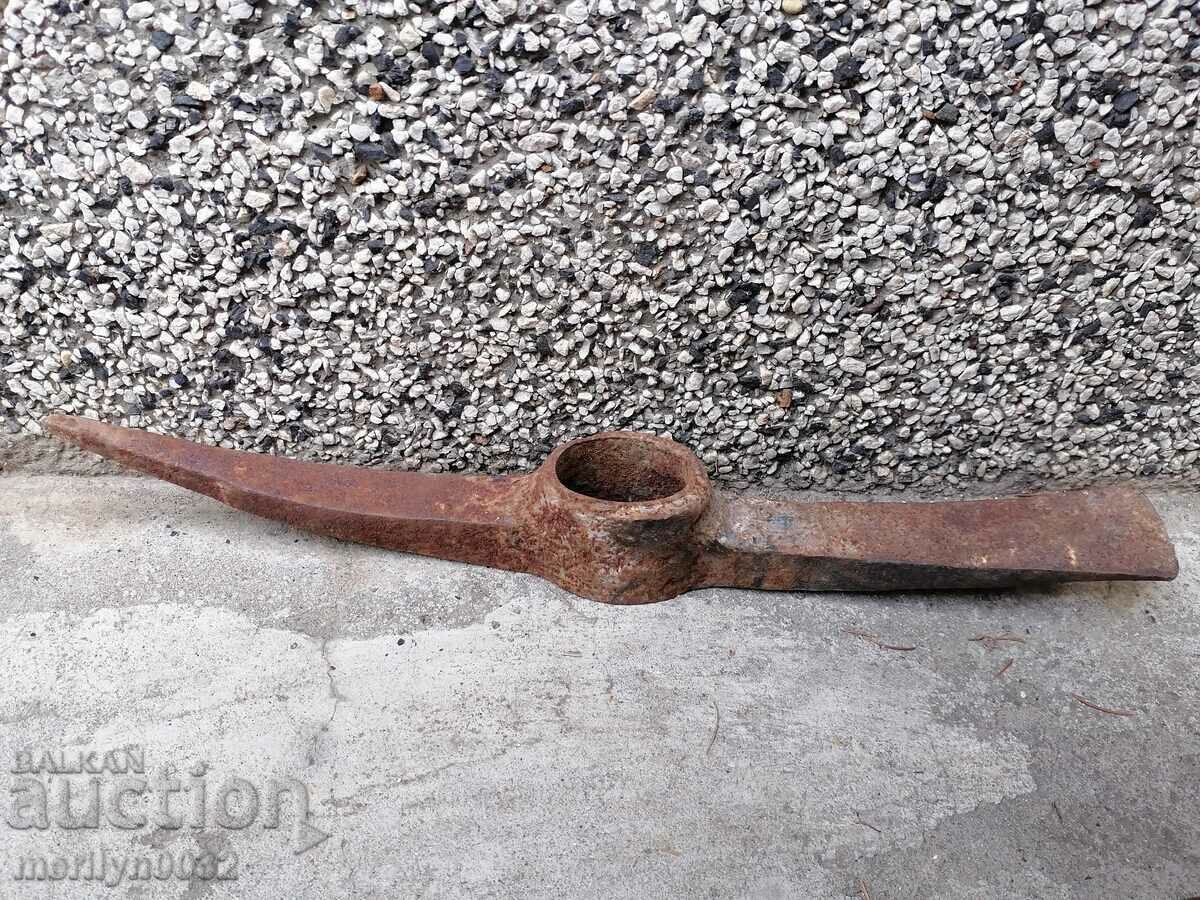 Auction  Old hand-forged pickaxe tool wrought iron