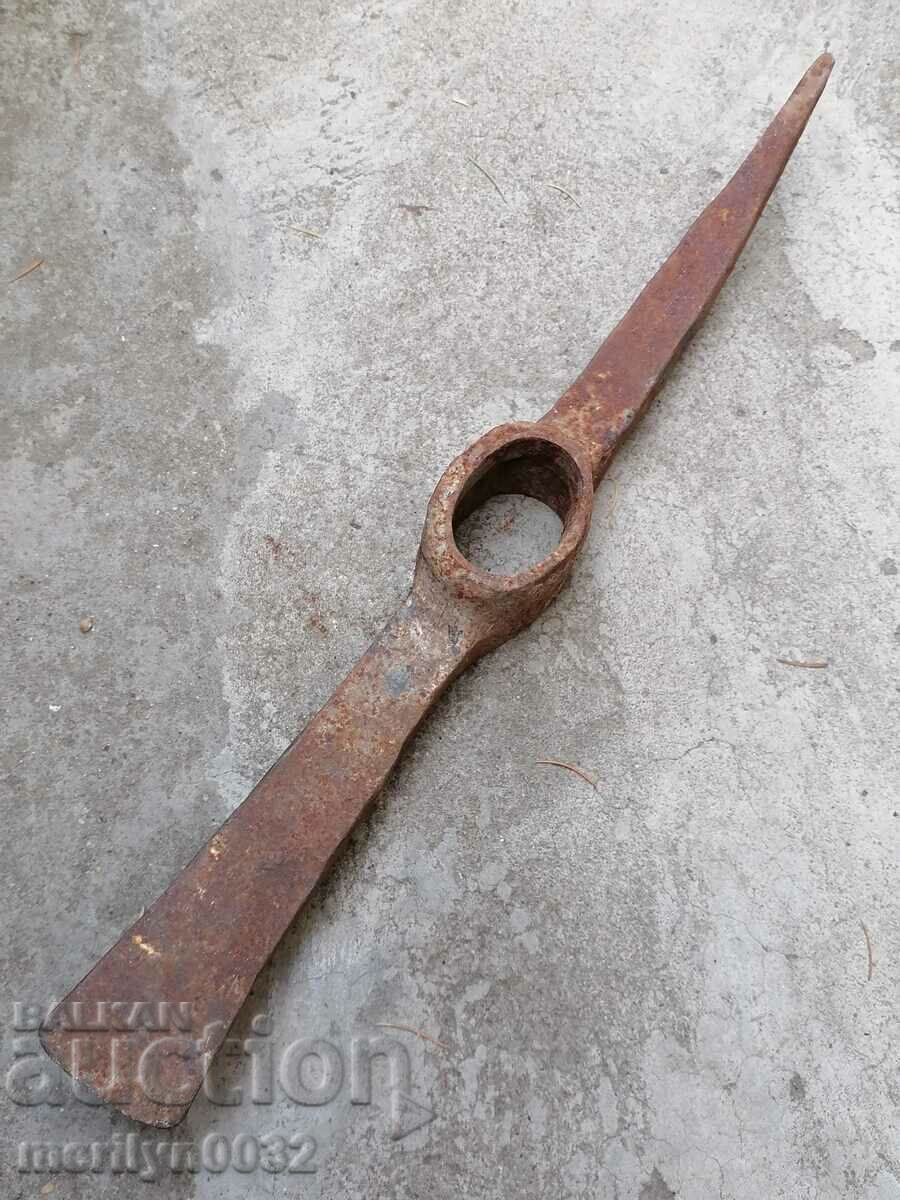 Old hand-forged pickaxe tool wrought iron - 5