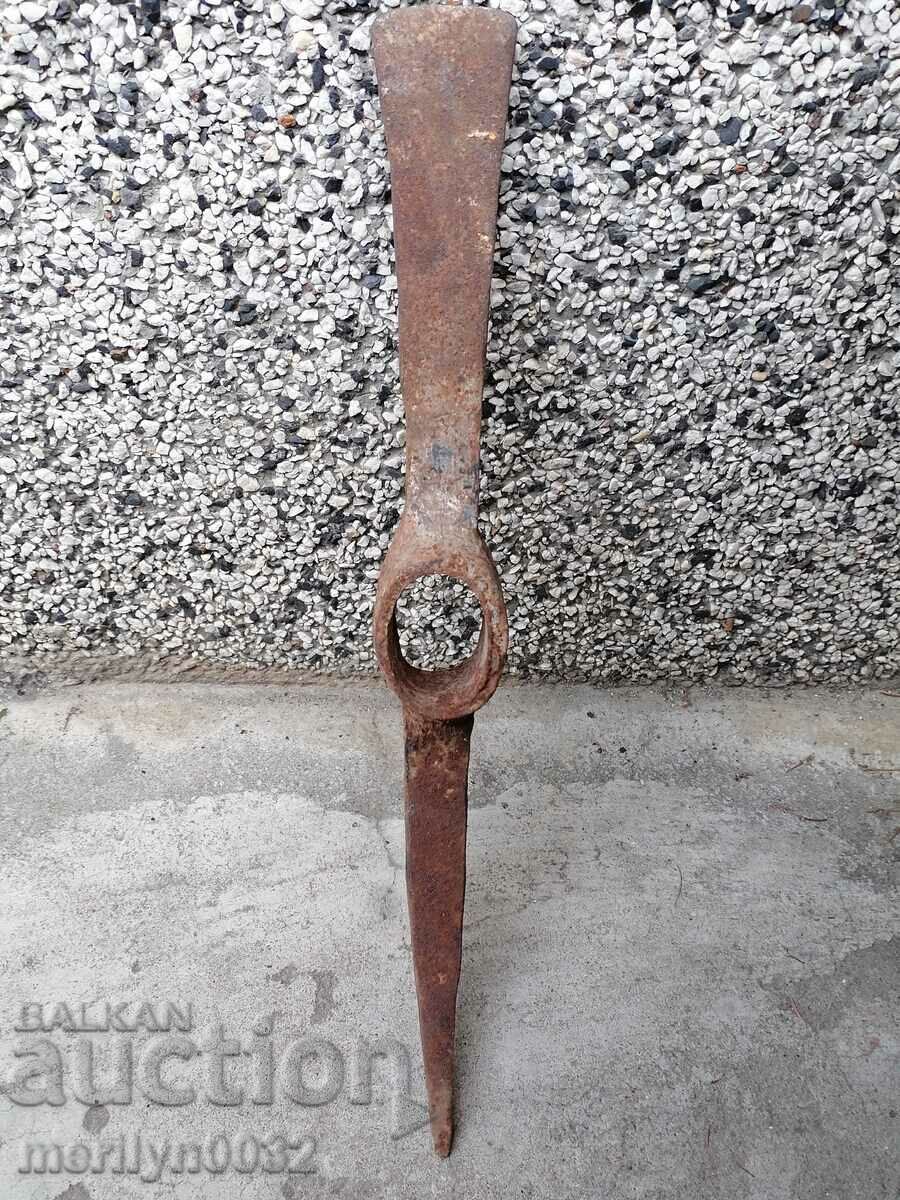 Old hand-forged pickaxe tool wrought iron - 6