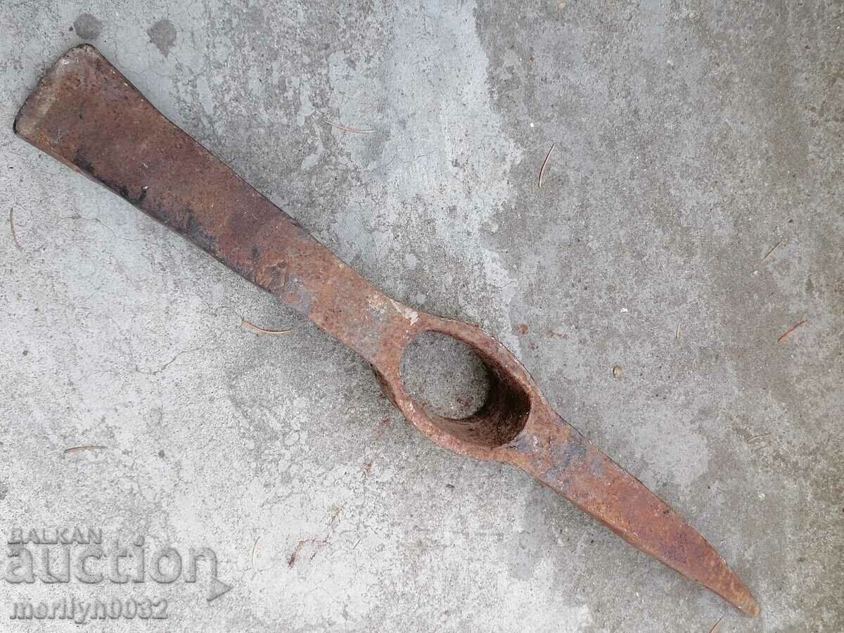 Old hand-forged pickaxe tool wrought iron - 7