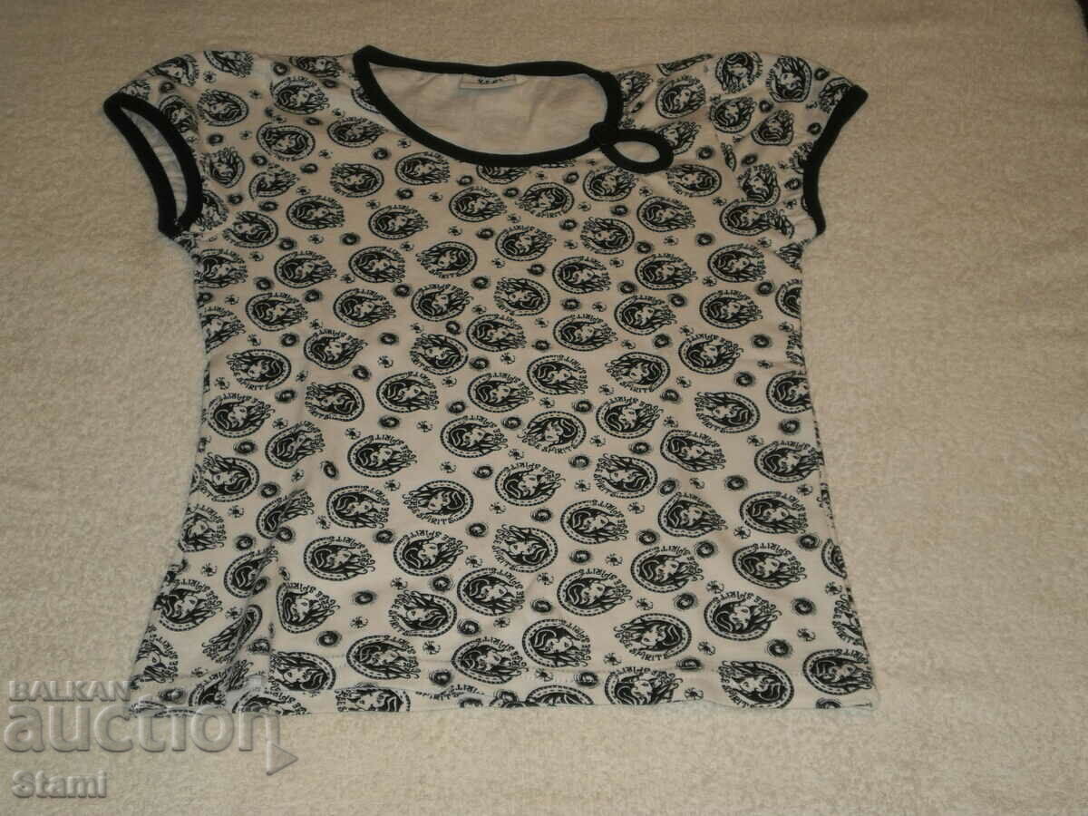 Παιδικό μπλουζάκι για κορίτσι ασπρόμαυρο, νούμερο 140/146, καινούργιο