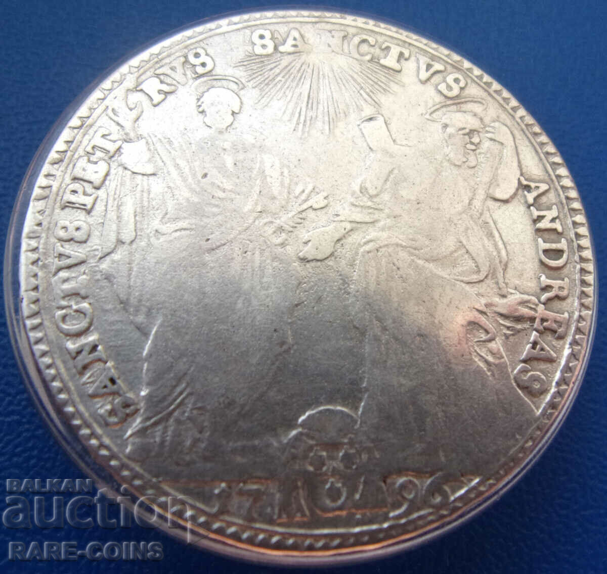 Licitație Vatican Papa Pius al VI-lea 1 Teston-30 Baiocco 1796 Rar Original