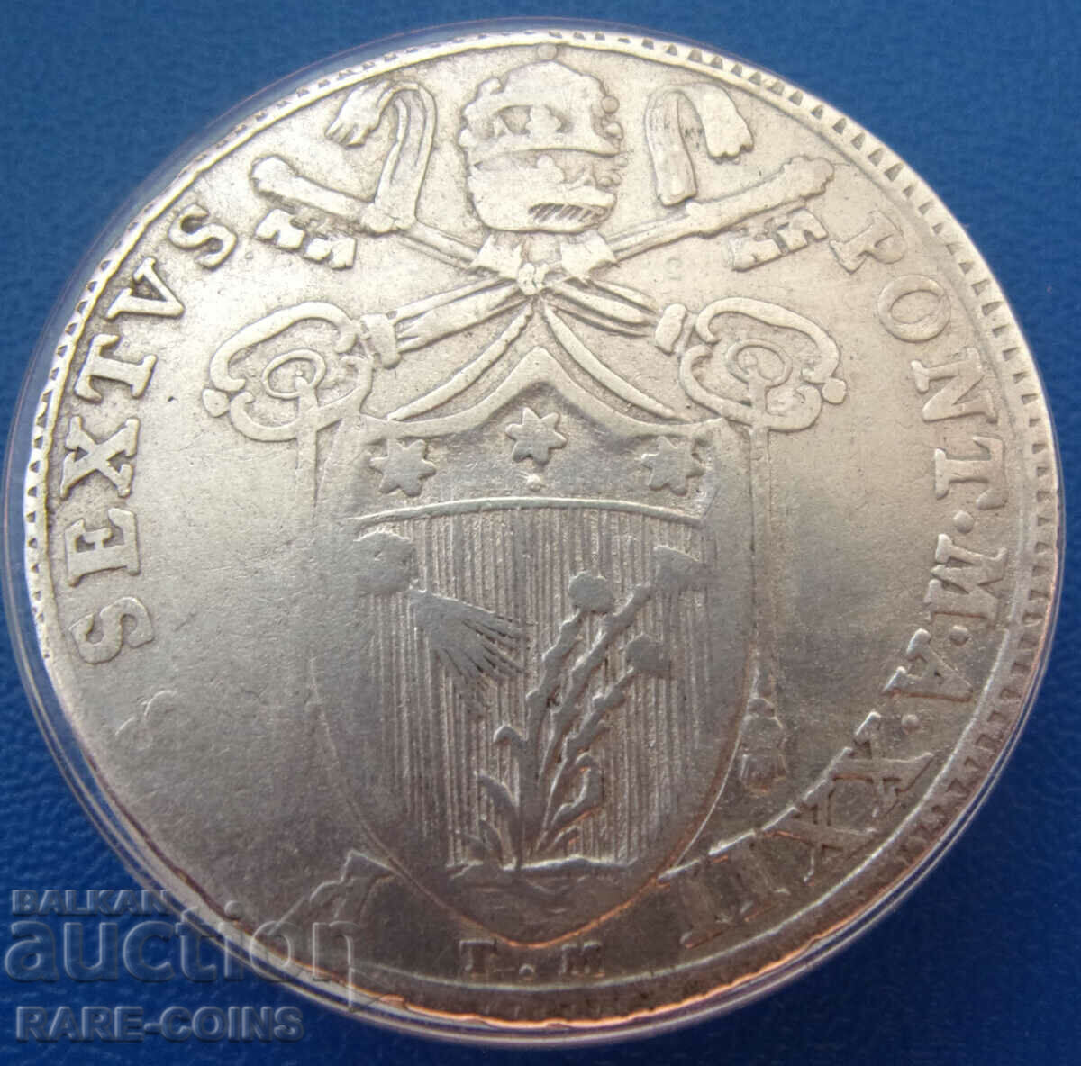 Livrarea Vatican Papa Pius al VI-lea 1 Teston-30 Baiocco 1796 Rar Original