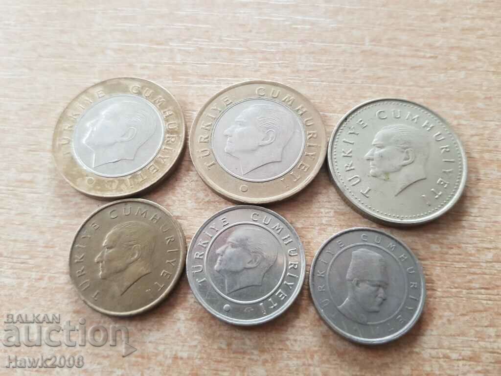 Livrarea 1 LIRA 2012 1000 lire 1990 si kuruş TURCIA Lot 6 buc. Livrarea 1 LIRA 2012 1000 lire 1990 si kuruş TURCIA Lot 6 buc.