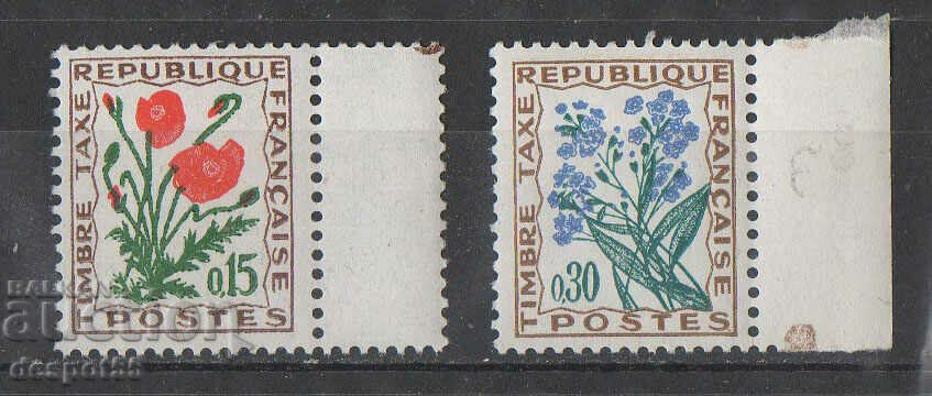 1964. Γαλλία. Ταχυδρομικά τέλη - πληρωτέα με γραμματόσημα. Λουλούδια.