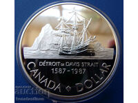 Канада  1  Долар 1987 Сребро UNC PROOF  Rare