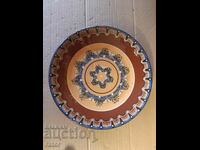 Old large beautiful ceramic plate, panel