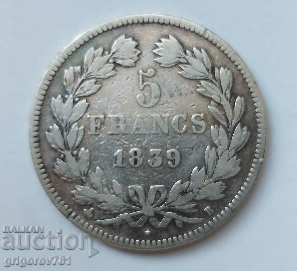 5 Franci Argint Franta 1839 B - Moneda de argint #61