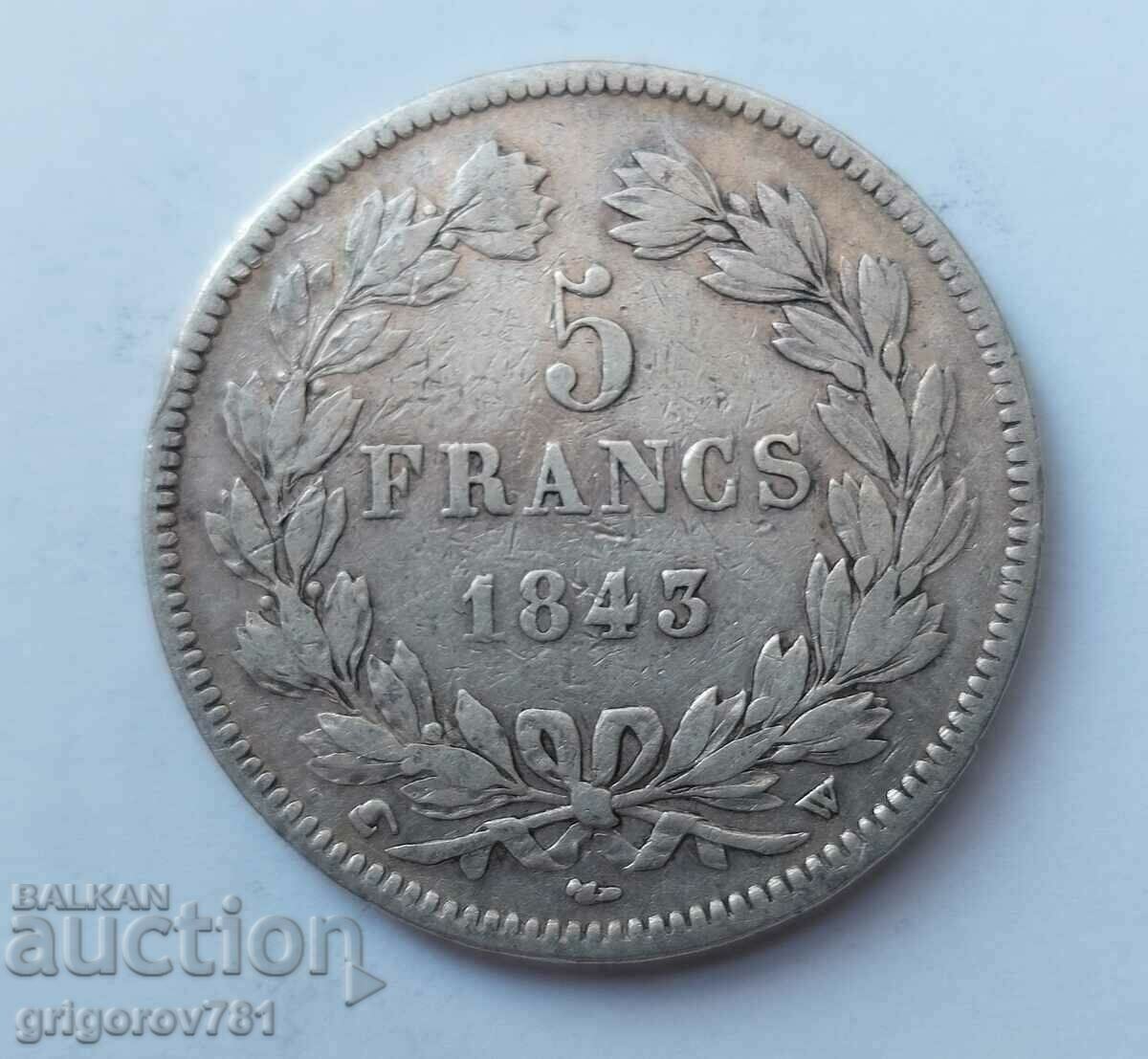 5 Franci Argint Franta 1843 W - Moneda de argint #67